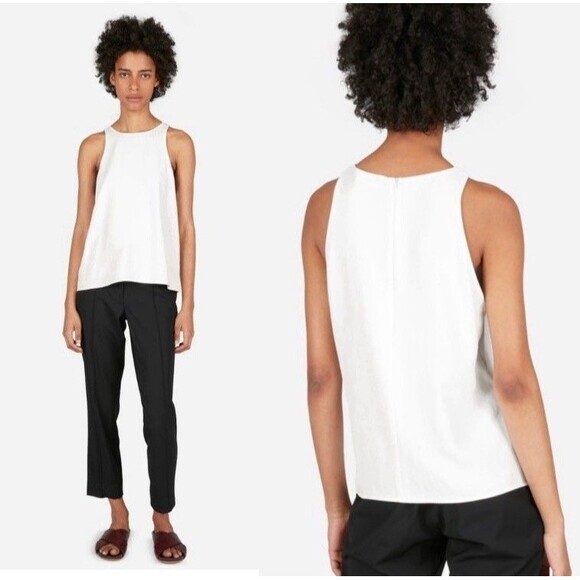 Everlane Top Womens 12 White High-Neck Summer Minimalist Comfortable Chic Tank - Picture 1 of 15